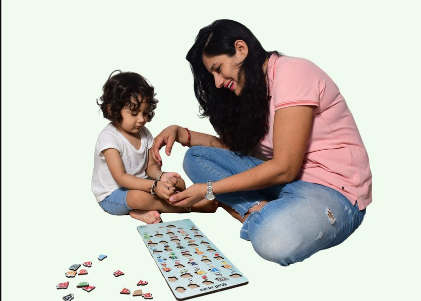 Children's Wooden  Toy - Hindi & English Alphabets | Combo of 3